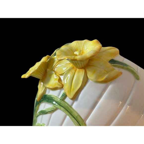 Fitz And Floyd 3D Daffodil Cache Pot Planter Vintage EUC 1990 Japan Large 9.5x10 - Picture 11 of 14